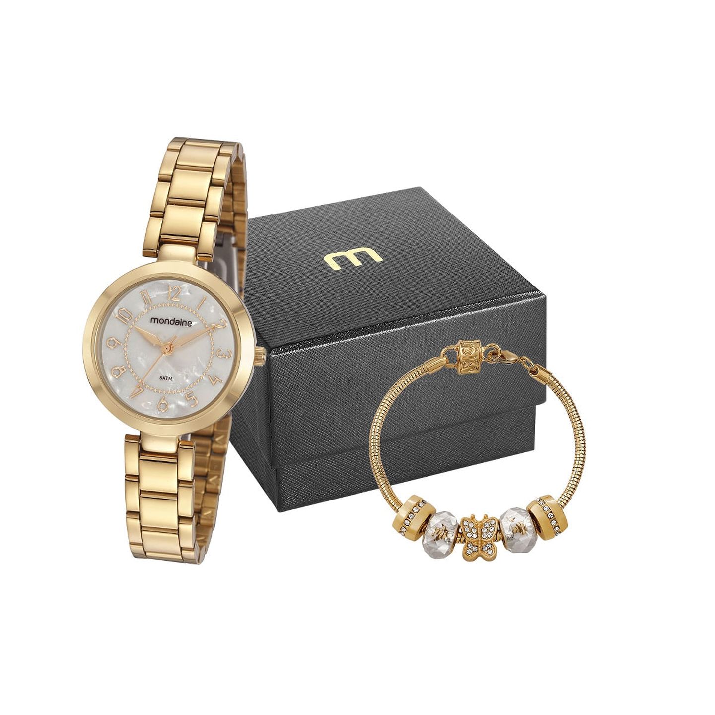 Rel Gio Mondaine Feminino Atm Dourado Metal