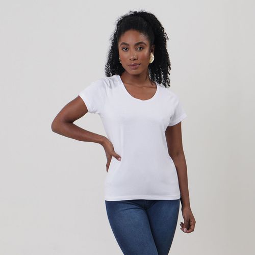 Blusa Manga Curta Cotton Penteado G Branco