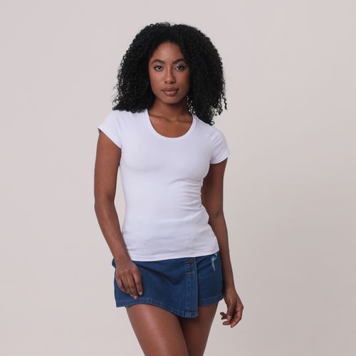 Blusa Manga Curta Cotton Penteado P Branco