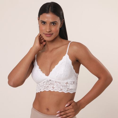 Sutiã Top Triângulo Renda Rustica Branco