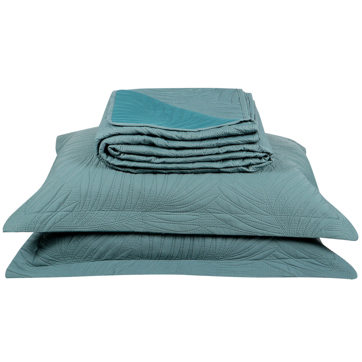 Conjunto de Colcha l 02 Peças Microfibra Lisa Verde
