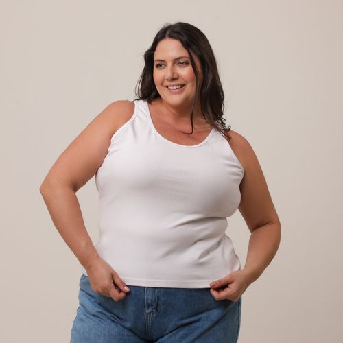 Blusa Feminina Alça Larga Cotton Branca