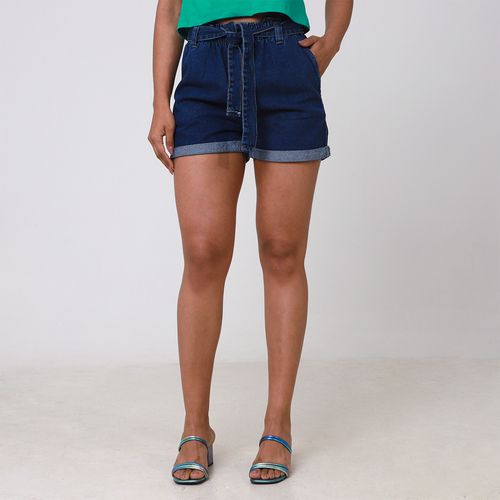 Short Jeans Clochard Cinto E Barra Larga - Ink