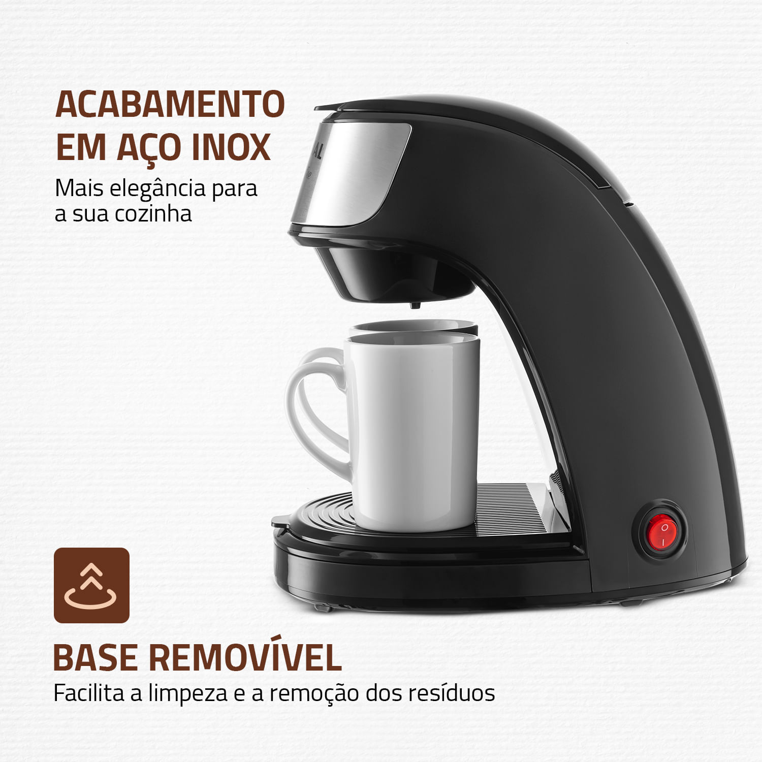 Cafeteira Elétrica Mondial Smart Coffe Preto/Inox 500W 220V C-42-2X-Bi