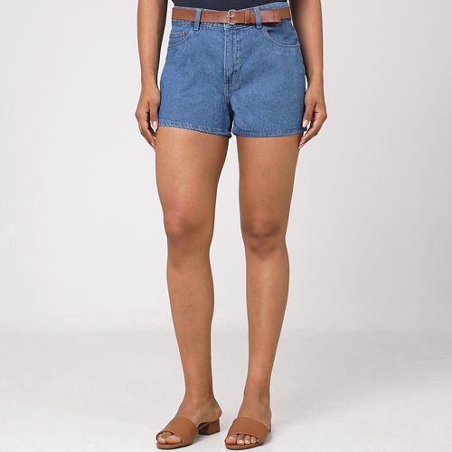 Short Jeans Confort Barra Normal E Cinto - Ink