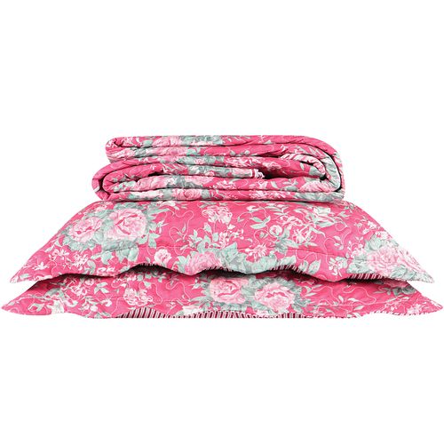 Conjunto De Colcha Queen02 Pt Boutis Matelada Floral Natalia