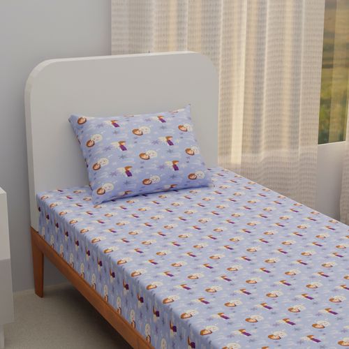Jogo de Cama Solteiro Malha Frozen Elsa Sisters E Neve - Verão