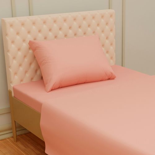 Jogo De Cama Solteiro 3 Peças Microfibra Liso Rosa