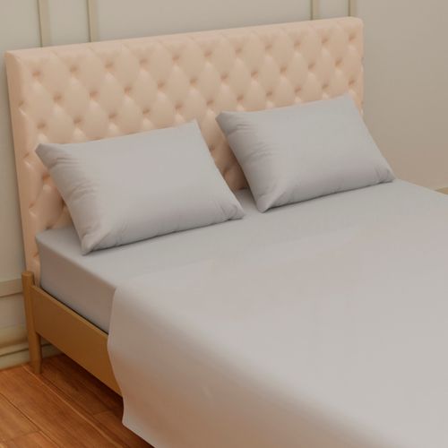 Jogo De Cama L 4 Pecas Microfibra Liso Prata