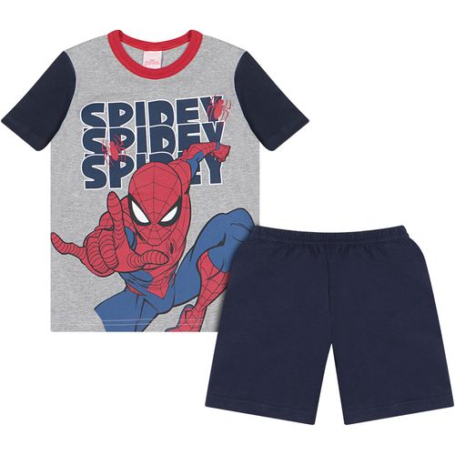 Pijama Manga Curta Infantil Spider Man Cinza - Marvel