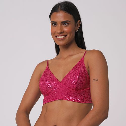 Sutiã Top Paetê Carnaval Pink Liso - Uniq