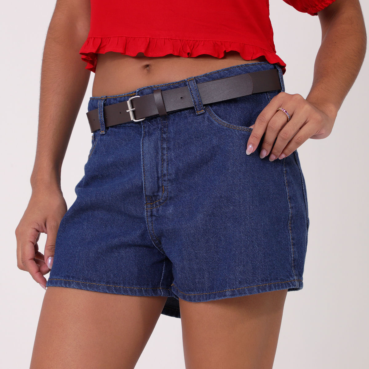 Cinto Short Jeans Florido Feminino Short Jeans Feminino Botões RSL