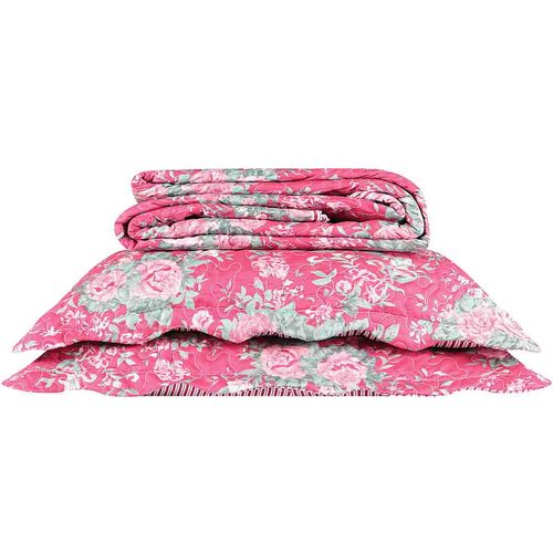 Conjunto De Colcha Casal 02 Pt Boutis Matelada Floral Natalia