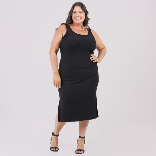 Vestido Manga Viva Plus Preto