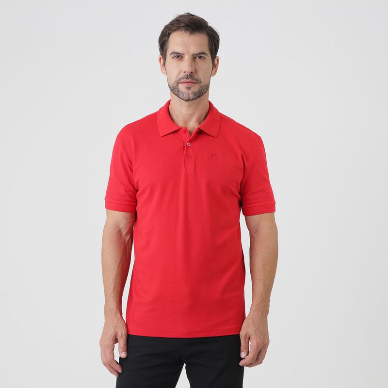 Polo-Manga-Curta--Piquet-Oe-C-Bordado-Tango-Tcx-Liso-Vermelho--Id-Casual