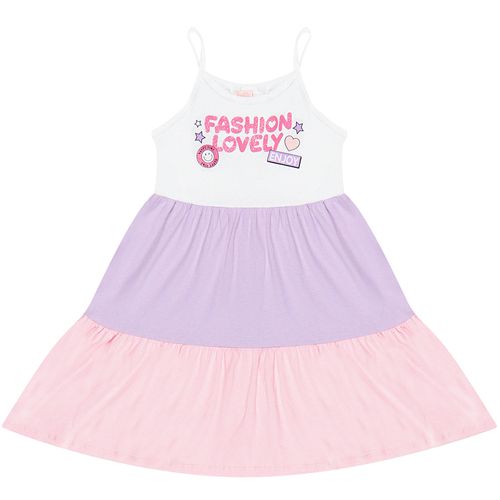 Vestido Sem Manga Infantil Color Block Cru - Yeapp