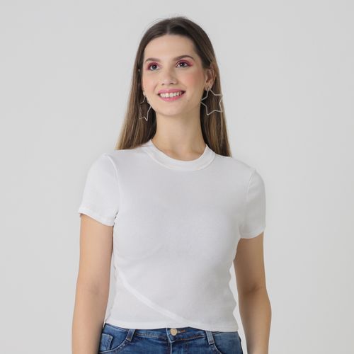 Blusa Manga Curta Love Trend Canelada Off-White