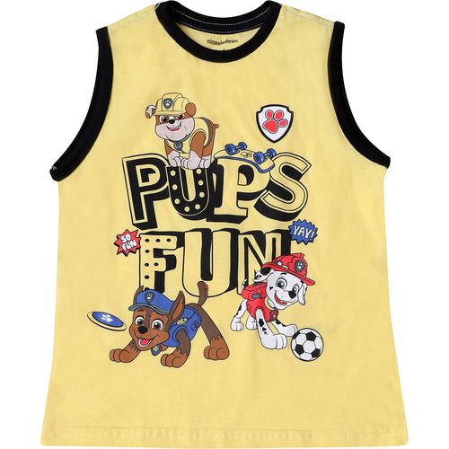 Camiseta Sem Manga Infantil Patrulha Canina Amarelo - Via