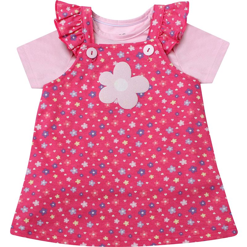 Vestido-Manga-Curta-Bebe-Salopete-Flor-Rosa---Toys---Kids