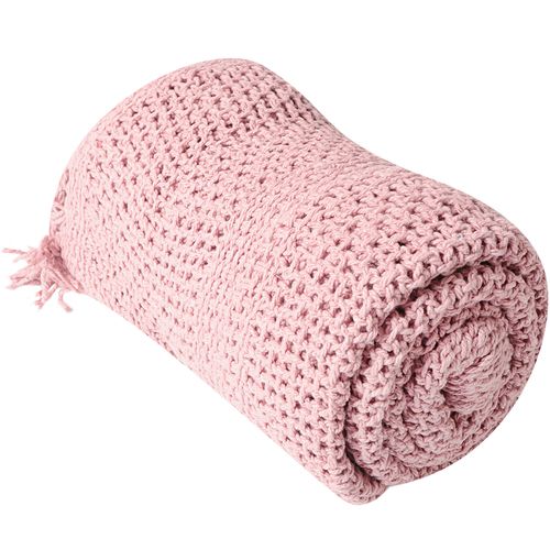 Manta Algodao Indy Tricot Faixas Rosa