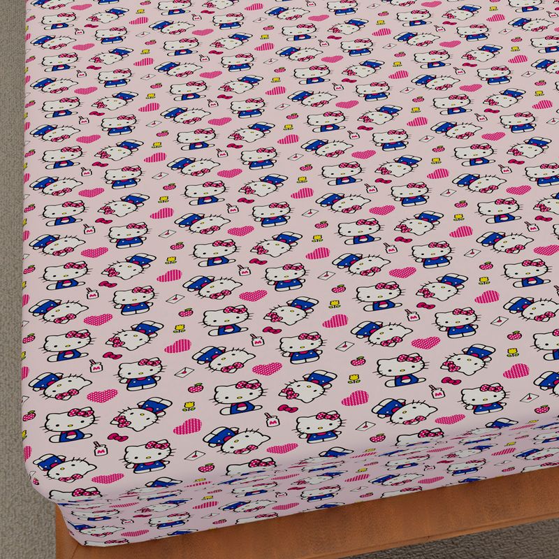 Jg-De-Cama-Malha-Solteiro-Hello-Kitty-Core-Pink