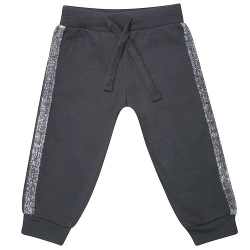 Calça Infantil Lateral Lurex Prata Preto - Toys & Kids