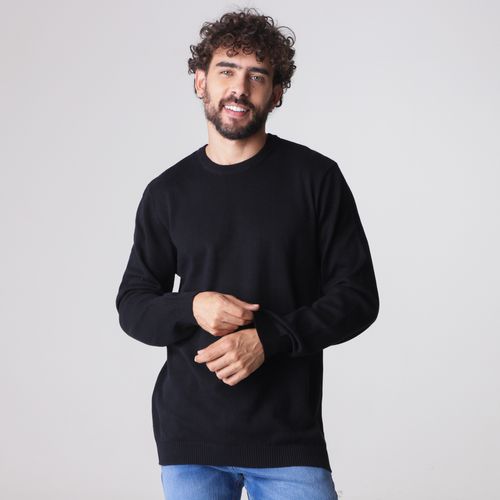 Sueter Manga Longa Gola Careca Preto