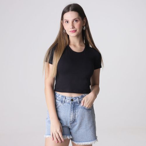 Blusa Manga Curta Love Trend Preta - Mythus