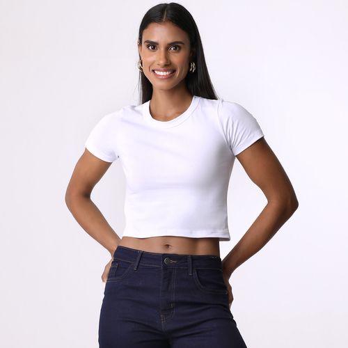 Blusa Branca Manga Curta Love Trend