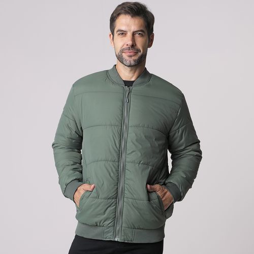 Jaqueta Manga Bomber Puffer Verde - Id