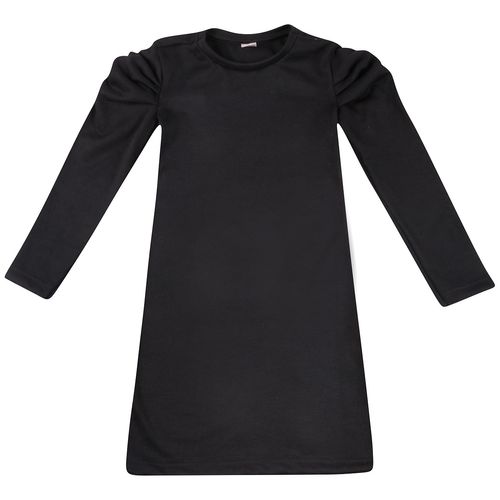 Vestido Manga Longa Infantil Plissada Preto - Yeapp