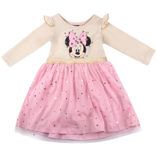 Vestido Manga Longa Infantil Saia Tule Minnie Cru - Disney V