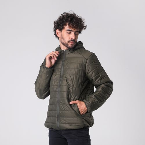 Jaqueta Manga Longa Puffer Verde - Id