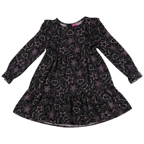 Vestido Manga Longa Infantil Babado Azul - Yeapp