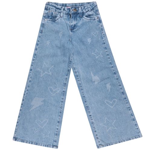 Calça Wide Corrosao Jeans