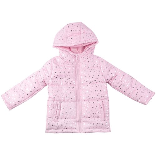 Jaqueta Manga Longa Infantil Corações Metalizados Rosa - Toys & Kids