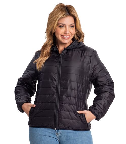 Jaqueta Puffer Feminina Plus Size Secret Glam Preto