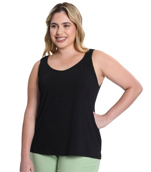 Blusa de Alças Feminina Plus Size Secret Glam Preto