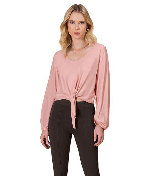 Blusa Manga Longa Feminina Rovitex. Rosa