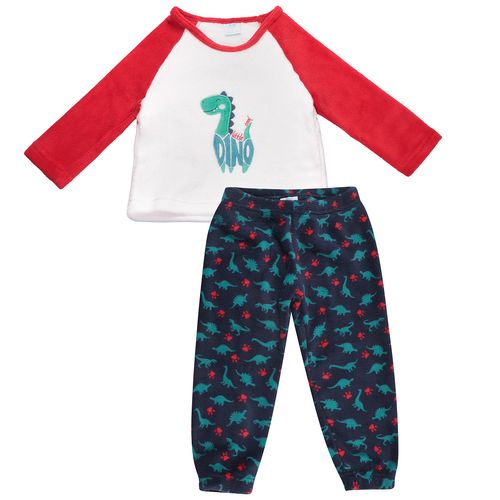 Pijama Manga Longa Infantil Dinossauro Branco - Toys & Kids