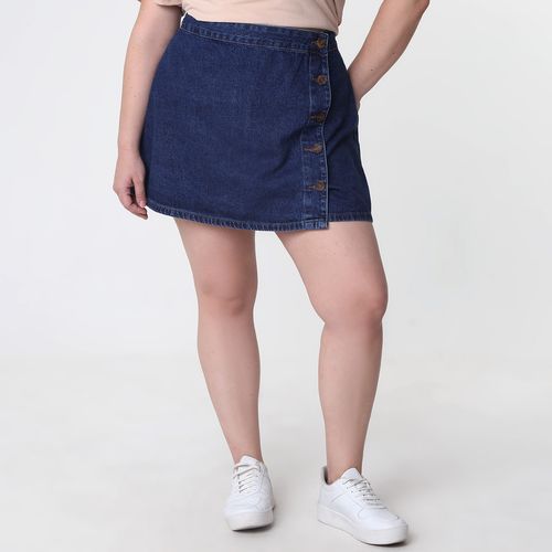 Short Saia Abotoamento Jeans Ink