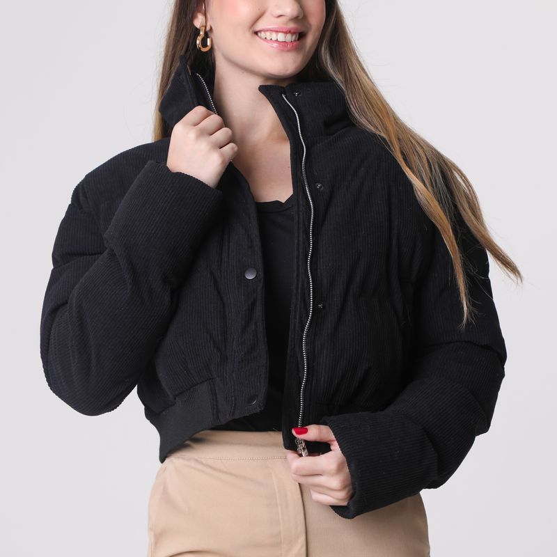 Jaqueta-Manga-Longa-Cropped-Corduroy-Puffer-Preto