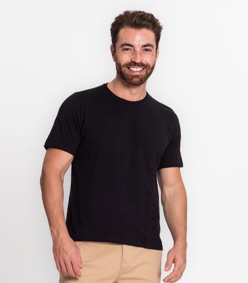 Camiseta Masculina Meia Malha Maquinetada Diametro Preto