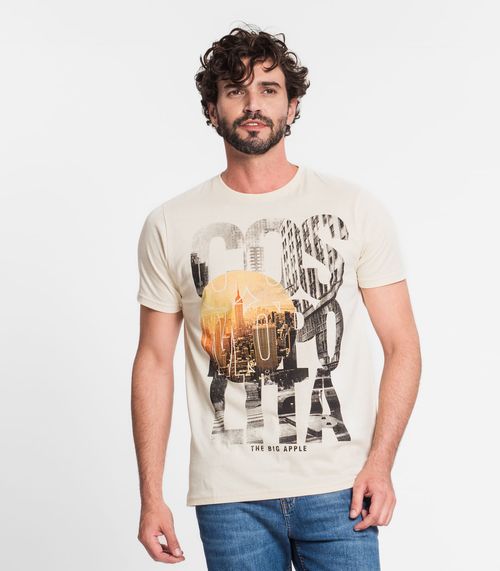 Camiseta Masculina Estampada Select Bege