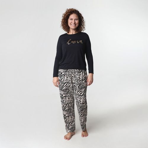 Pijama Full Print Preto - Uniq