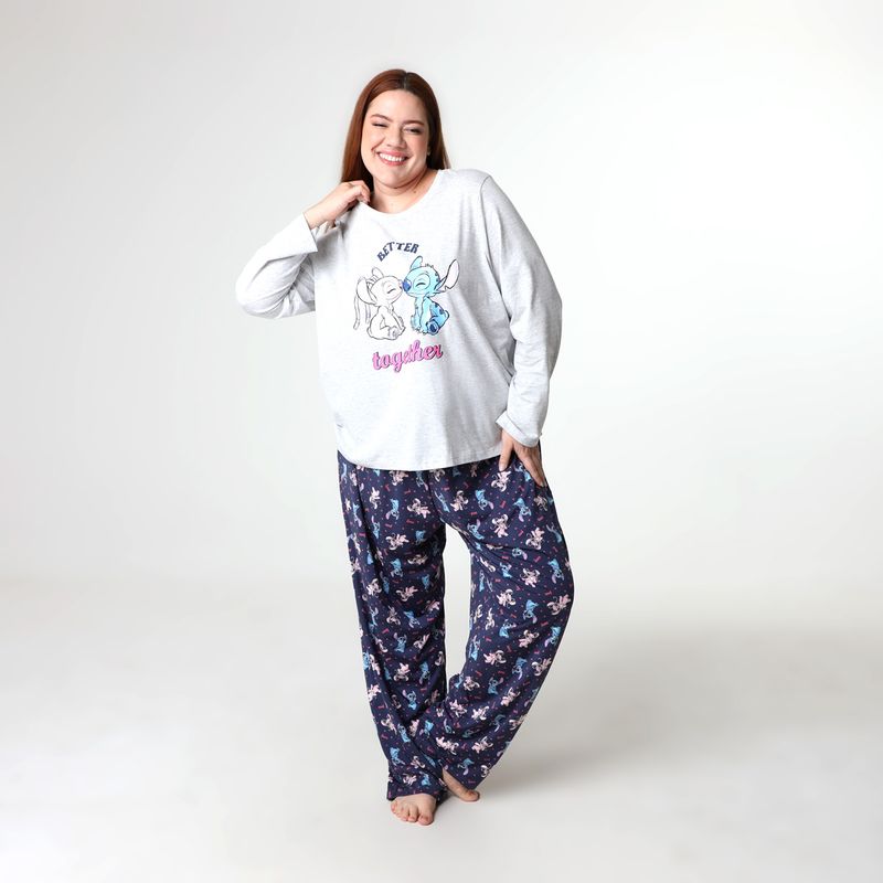 Pijama-Estampado-Stitch-Cinza---Disney