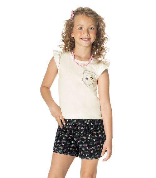 Conjunto Infantil Feminino Clips Rovitex Kids Bege