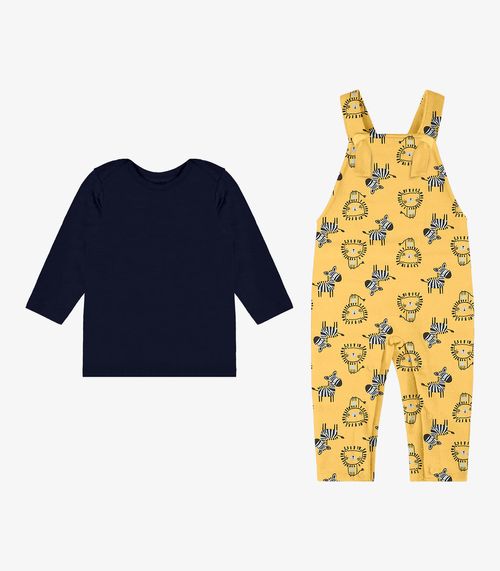 Conjunto Camiseta Com Jardineira Rovi Kids Amarelo