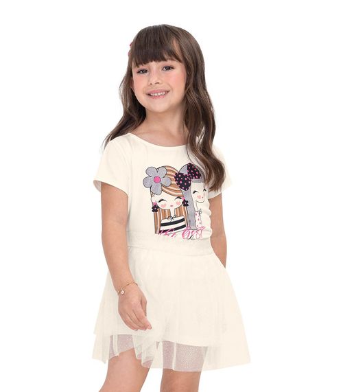 Conjunto Infantil Blusa Com Saia Trick Nick Bege