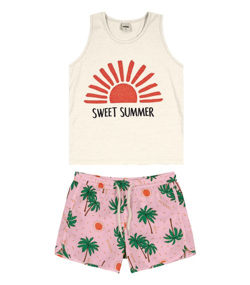 Conjunto Infantil Feminino Summer Rovitex Kids Bege